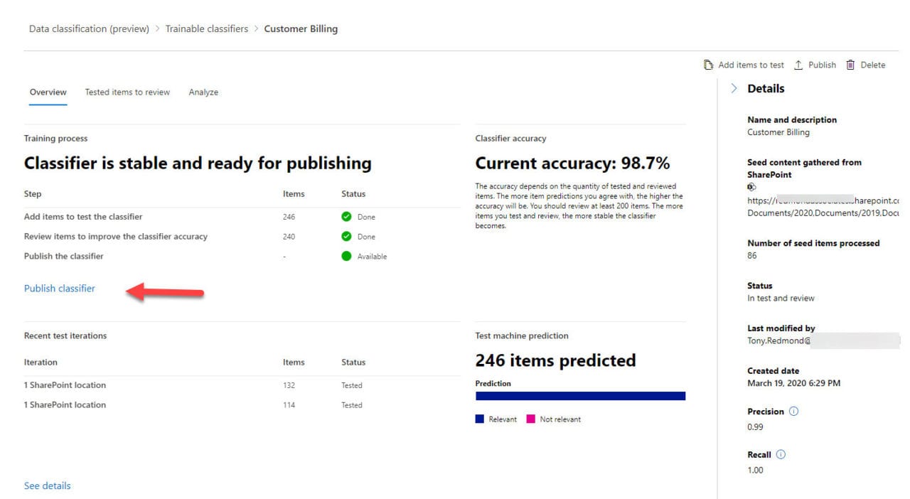 Trainable Classifier Ready to Publish