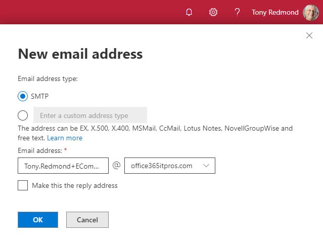 Assigning a plus address with the new Exchange Admin Center