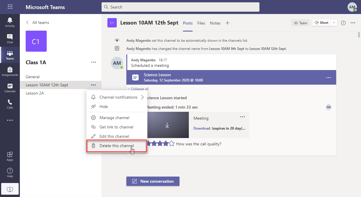 Figure 3 Deleting a channel is the only workaround to remove the recording