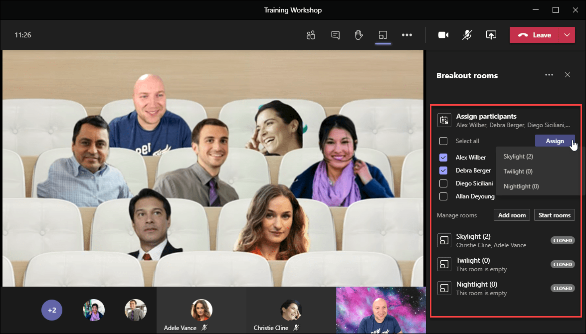 Figure 4 Manually assigning attendees to rooms 1