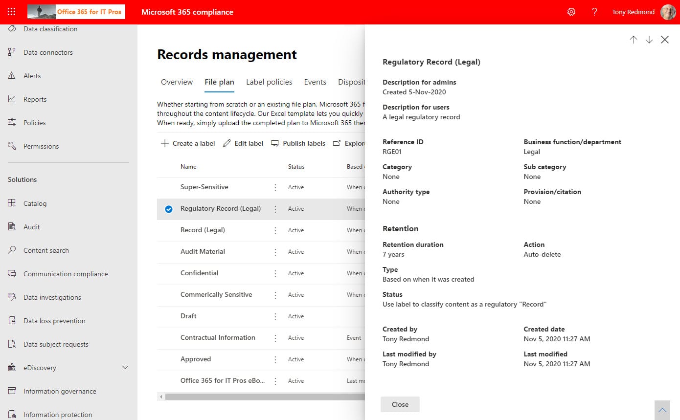 Marking Office 365 Documents and Email as Formal Records - Petri IT  Knowledgebase
