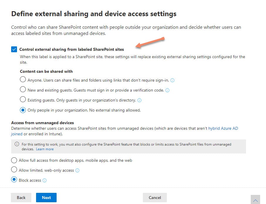 Sensitivity Labels SharePoint External Sharing