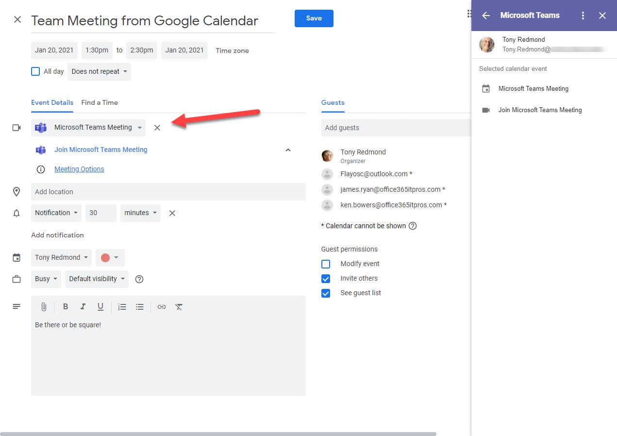 Use Google Calendar to Schedule Microsoft Teams Meetings Petri IT