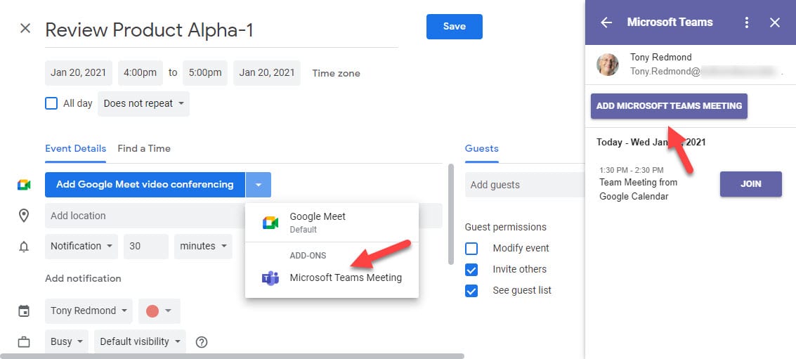 Use Google Calendar to Schedule Microsoft Teams Meetings - Petri IT  Knowledgebase