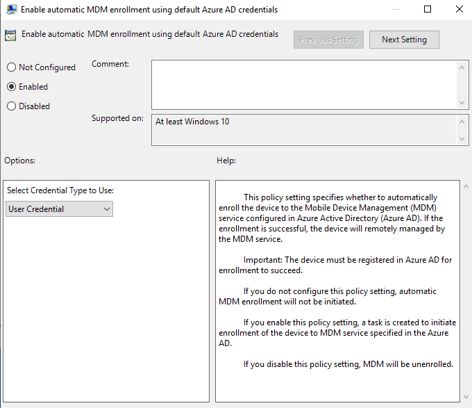 07 enable automatic mdm enrollment using default azure ad credentials 2