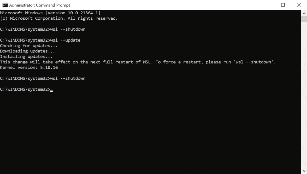 Update an existing WSL installation