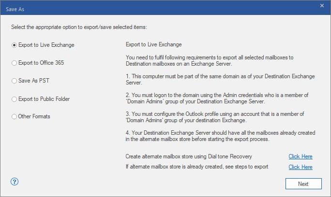 Exporting to Live Exchange and Office 365