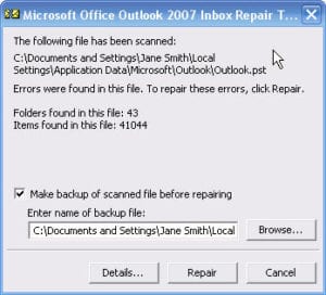 outlook pst repair scanpst 6