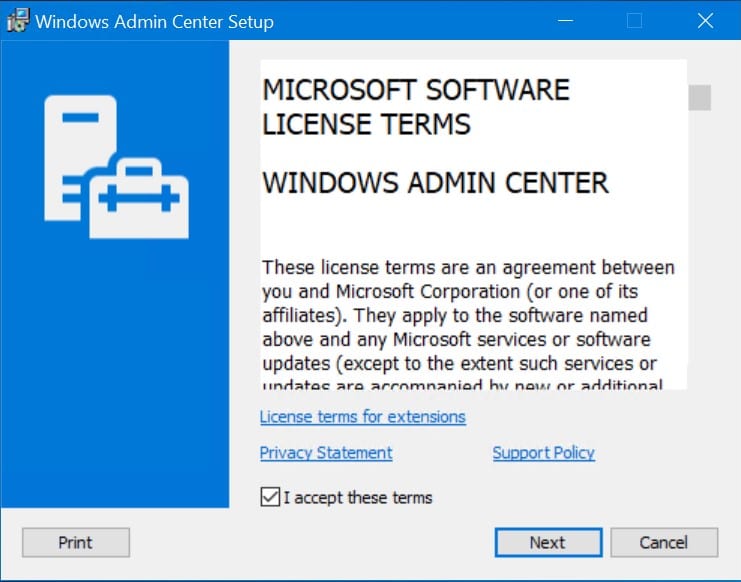 Windows Admin Center Install