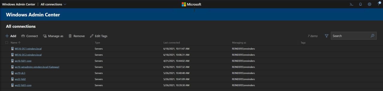 Viewing Windows Admin Center