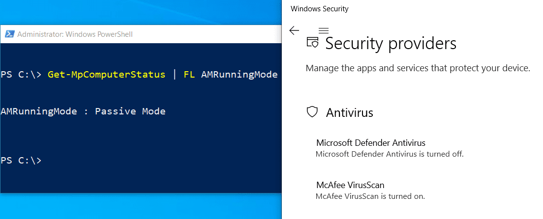 windows 10 in defender antivirus passive mode