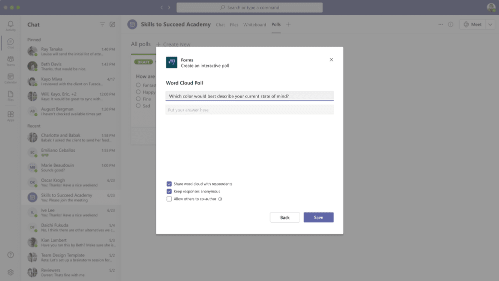Microsoft Teams Word Cloud Poll