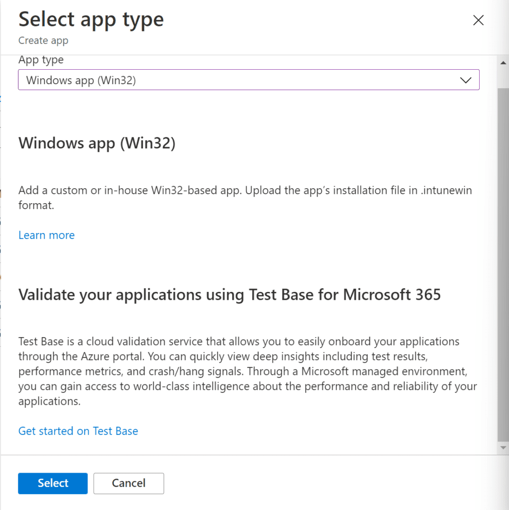 Validate apps in Test Base - integration with Microsoft Endpoint Manager