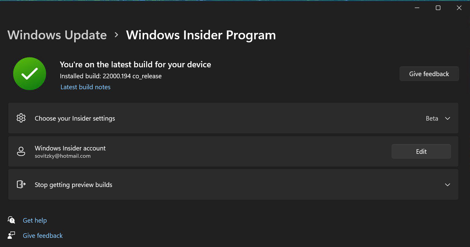 Current status of Windows Insider Program