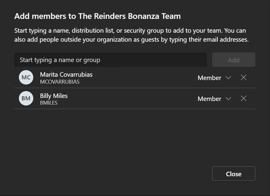 Adding users as Members