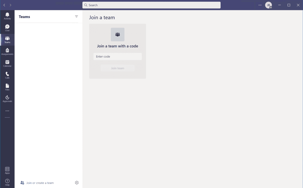 The Microsoft Teams interface