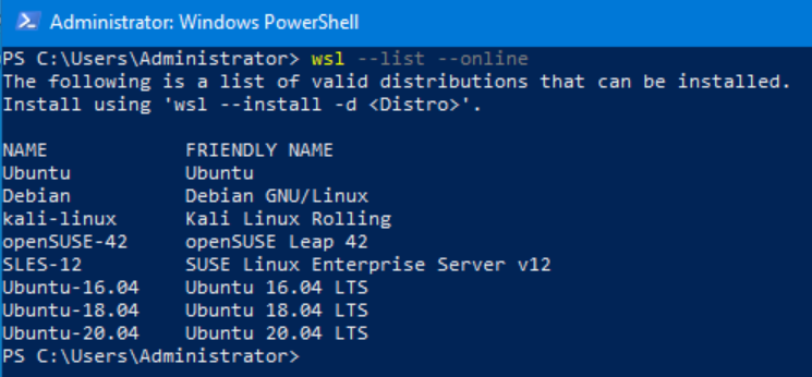Easy way to list the available distributions for download/install