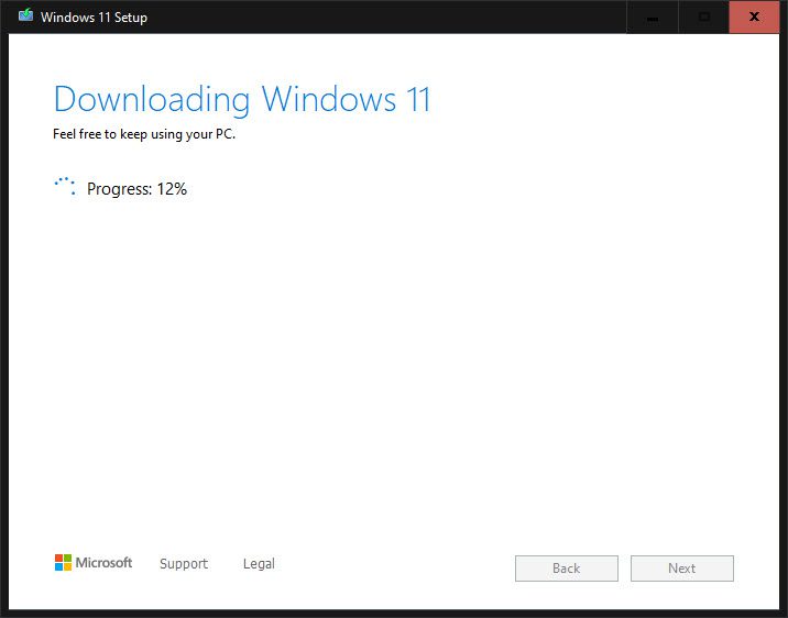Downloading Windows 11 media