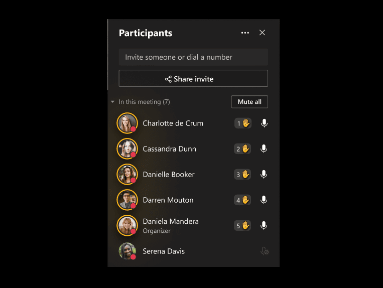 Microsoft Teams raise hand order