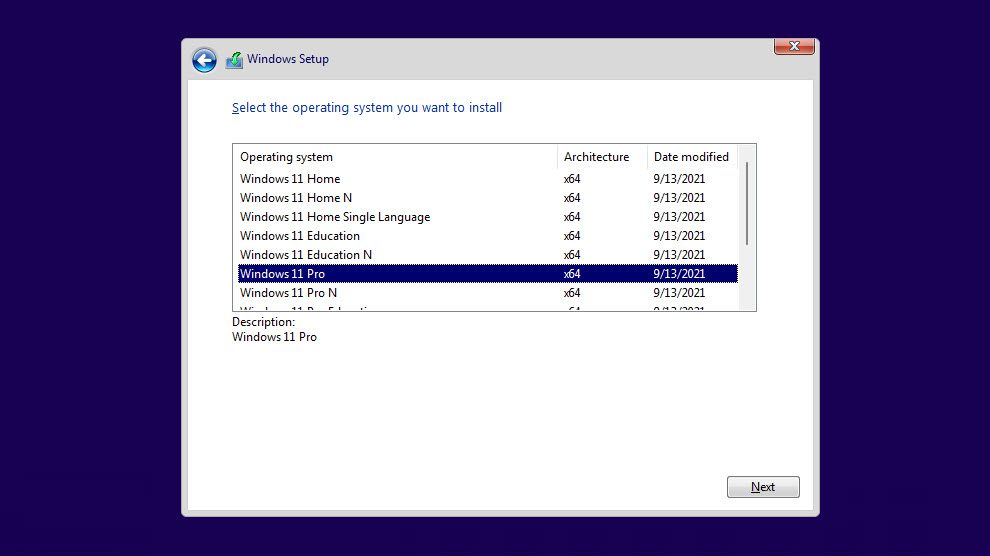 Select Windows 11 edition