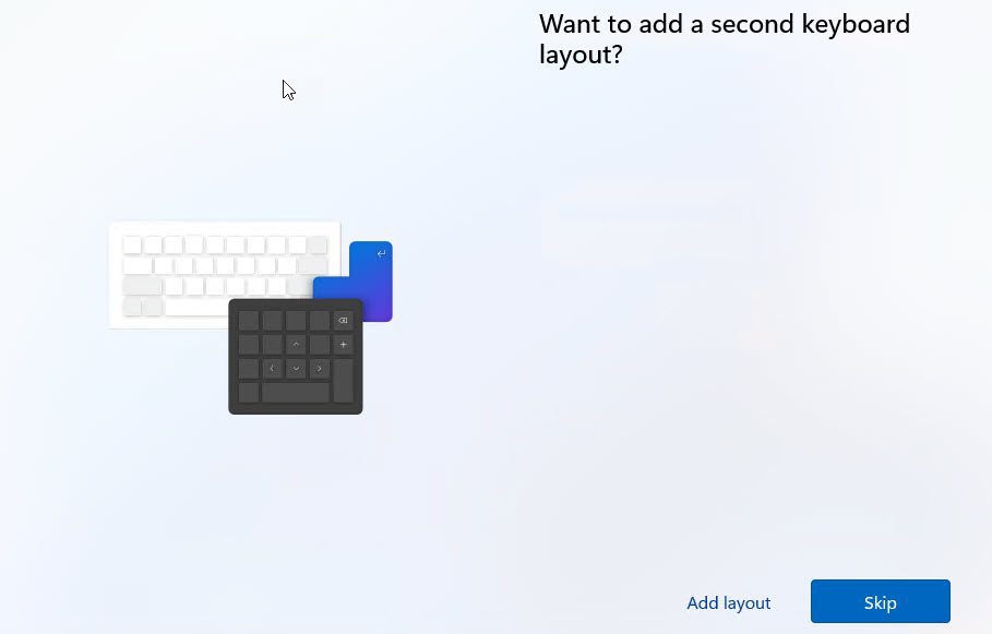 Setup: Selecting a second keyboard layout