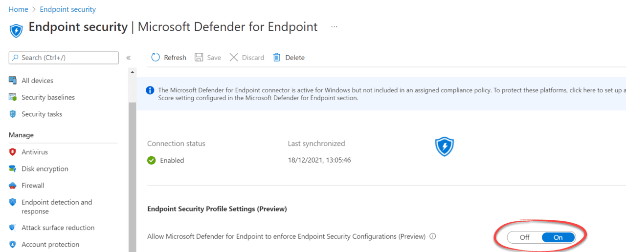 Enable Endpoint Security Profile Settings in Preview