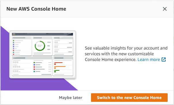 New AWS Console Home