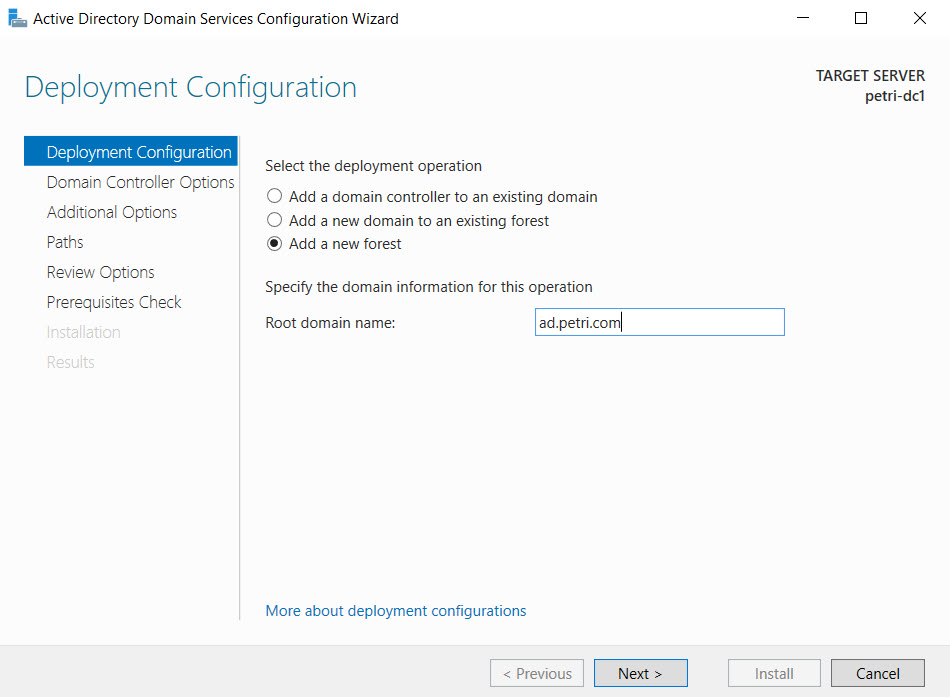 Create a new Active Directory forest