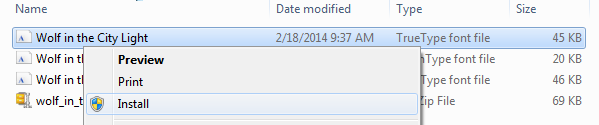 Install fonts with Windows Font Viewer