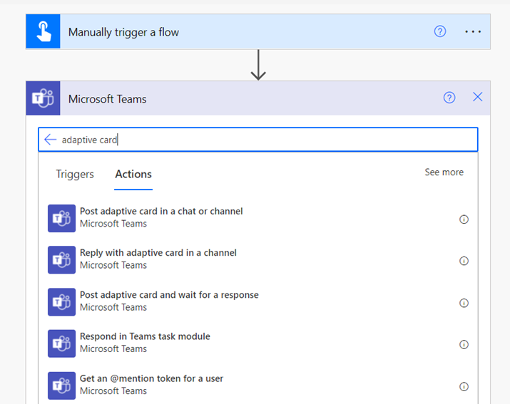 Adaptive Card action in Power Automate