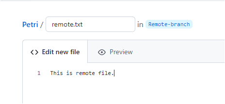 Creating a new file in Remote-branch