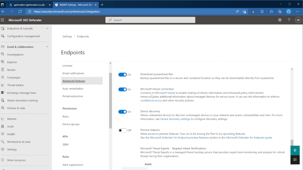 Connect Defender for Endpoint with Microsoft Endpoint Manager