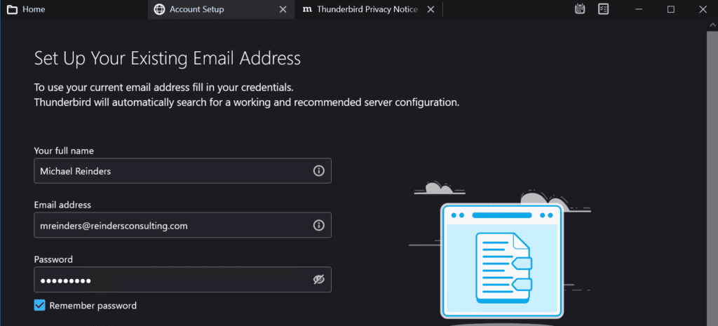Setting up an hMailServer account in Mozilla Thunderbird