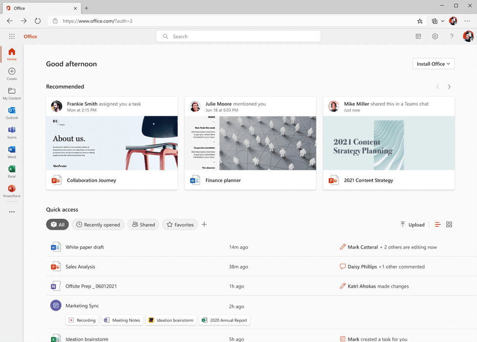 Microsoft’s New Office.com UI Now Available for All Business and Education Customers