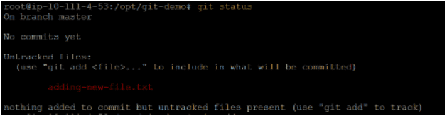 check the status of the repository with the git status command