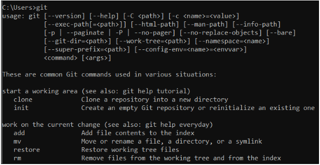 Running the git commands in the Windows command prompt is possible
