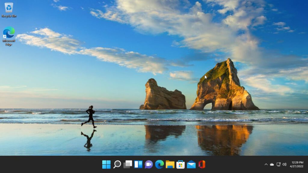 The larger taskbar and icons