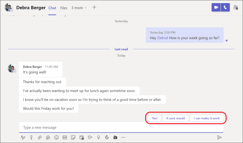 Microsoft Teams suggested replies