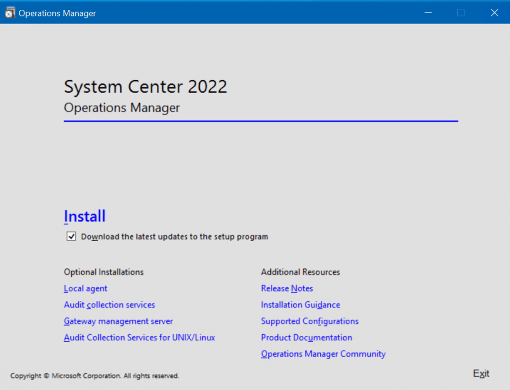 System Center 2022 - Operations Manager splash screen