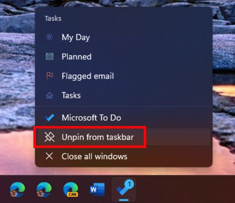 You can easily unpin apps from taskbar