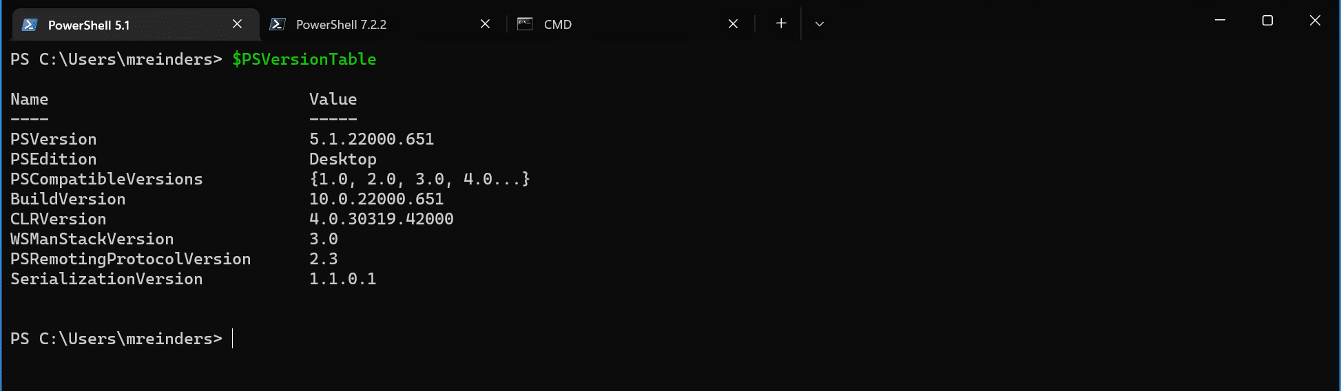Check installed. Get-variable -name PSVERSIONTABLE -VALUEONLY