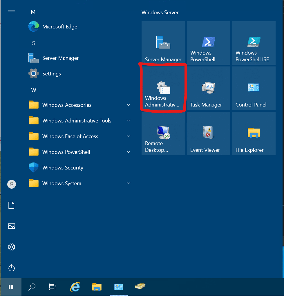 Accessing Windows Administrative Tools in the Start Menu
