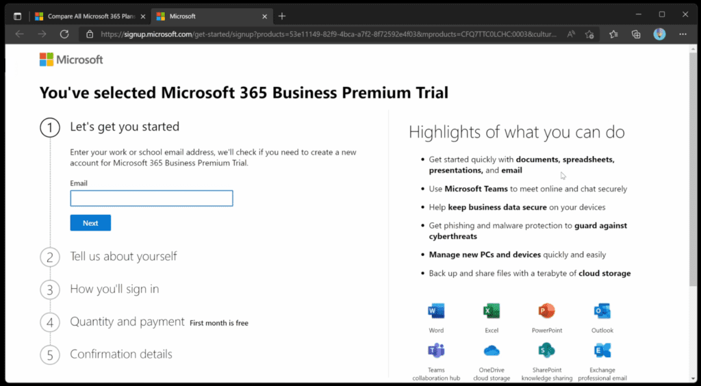  Enter any email address that doesn't currently have a Microsoft 365 subscription