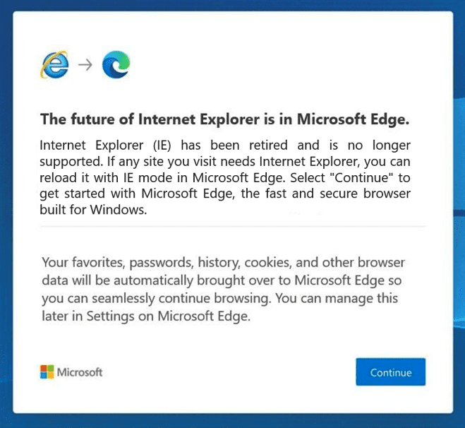 Microsoft will invite Internet Explorer users to switch to Edge
