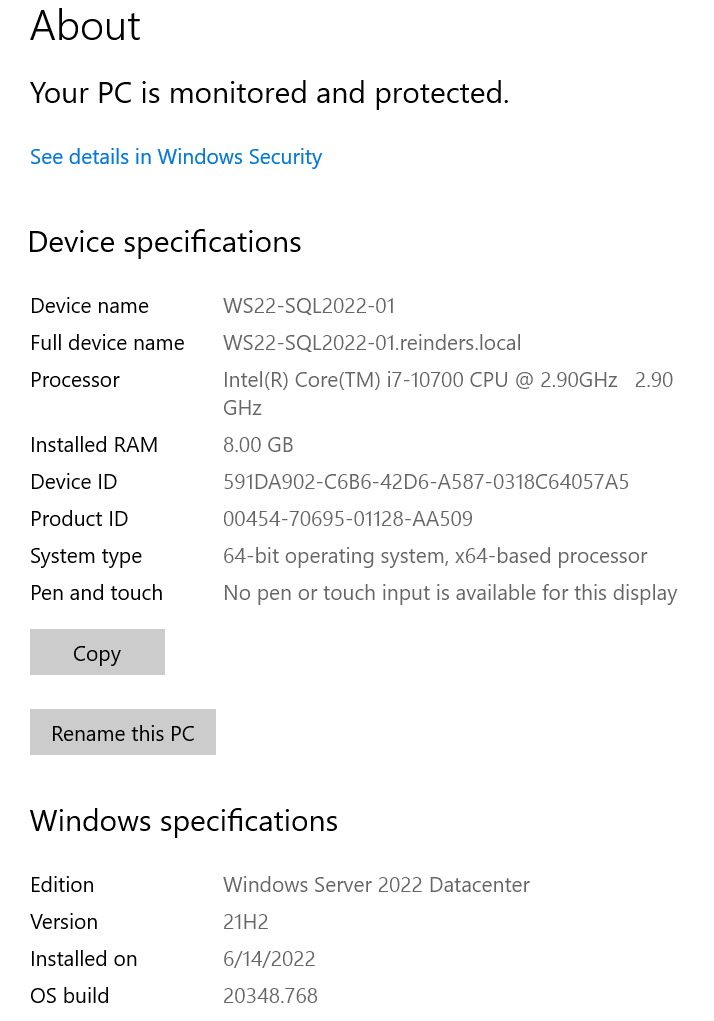 My Windows Server 2022 VM ready for installation
