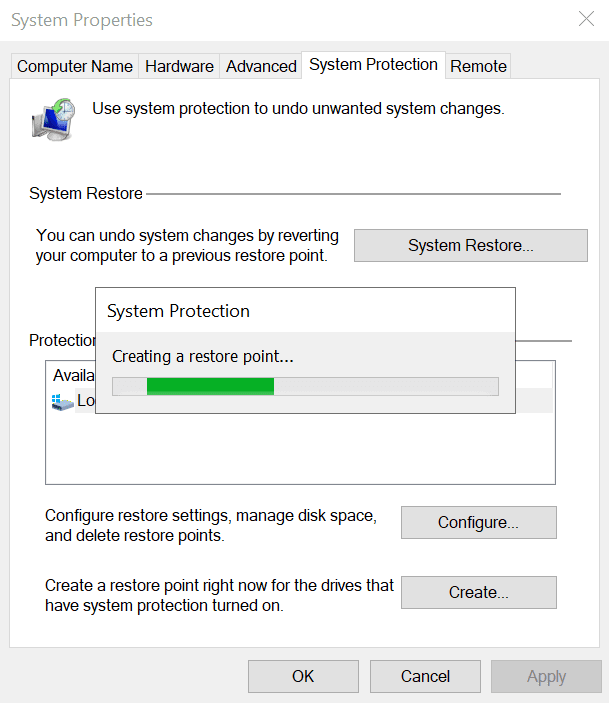 Creating a snapshot manually