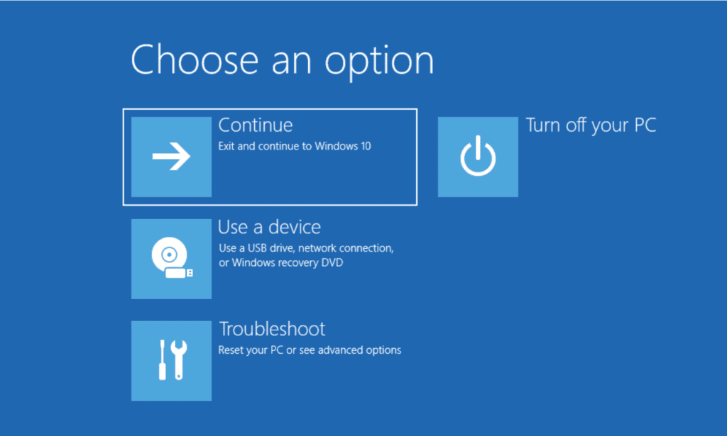 The Advanced Boot Menu options