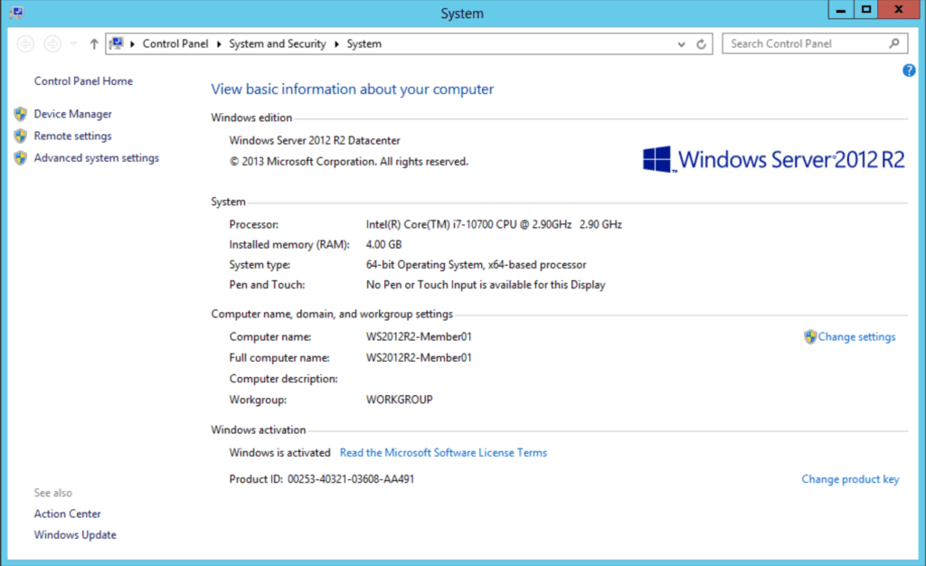 A Windows Server 2012 R2 virtual machine
