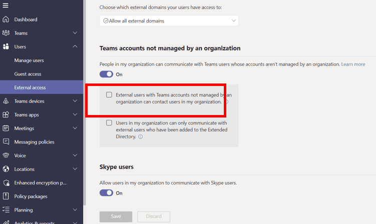 Manage Teams personal accounts under External Access