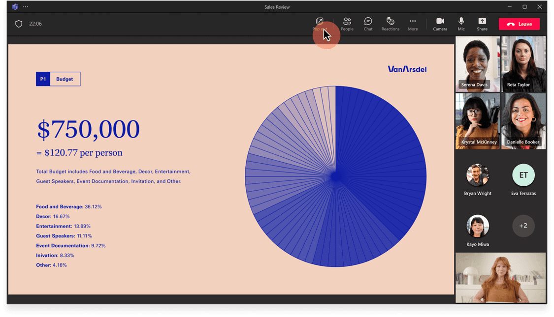 pop out presentation in teams